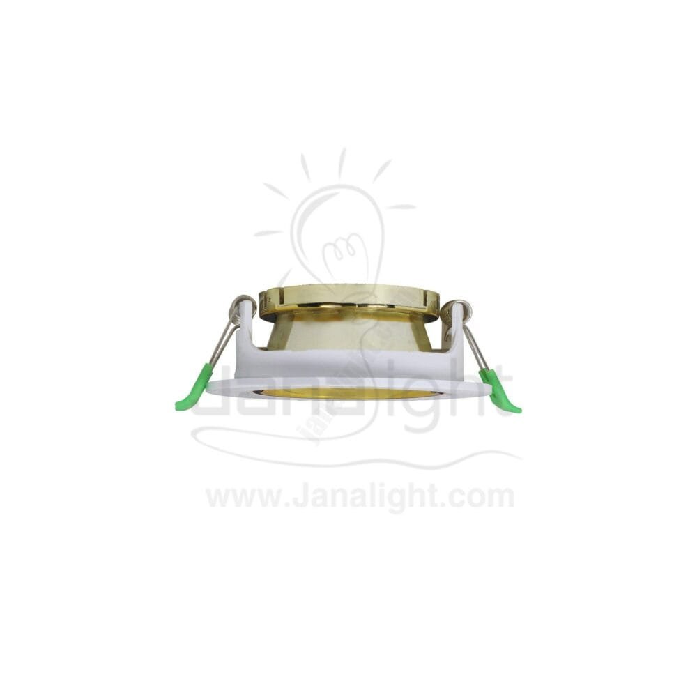 سبوت لايت فارغ متحرك مدور بلاستك ابيض ذهبي لامع جنى لايت JN402 SpotLight Frame golden white round